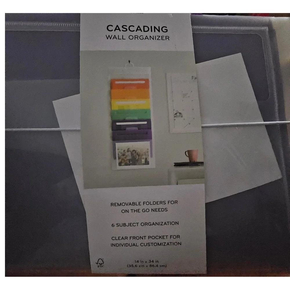 U Brands Cascading Wall Organizer Rainbow 6 Pocket Hanging File Folder 4366T